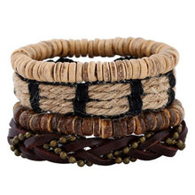 Load image into Gallery viewer, ZOSHI Genuine Leather Wood Beads wristband