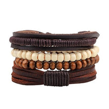 Load image into Gallery viewer, ZOSHI Genuine Leather Wood Beads wristband