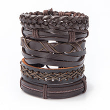 Load image into Gallery viewer, Vintage Leaf Feather Skeleton Owl Multilayer Leather Mixs Men Wristbands