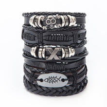 Load image into Gallery viewer, Vintage Leaf Feather Skeleton Owl Multilayer Leather Mixs Men Wristbands