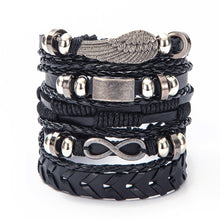 Load image into Gallery viewer, Vintage Leaf Feather Skeleton Owl Multilayer Leather Mixs Men Wristbands