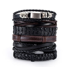 Load image into Gallery viewer, Vintage Leaf Feather Skeleton Owl Multilayer Leather Mixs Men Wristbands