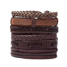 Load image into Gallery viewer, Vintage Leaf Feather Skeleton Owl Multilayer Leather Mixs Men Wristbands