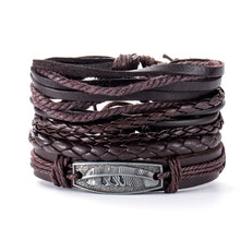 Load image into Gallery viewer, Vintage Leaf Feather Skeleton Owl Multilayer Leather Mixs Men Wristbands