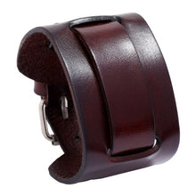 Load image into Gallery viewer, KOTik 2022 New Fashion Genuine Leather Wide Cuff Bangles Punk Vintage