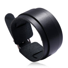Load image into Gallery viewer, KOTik 2022 New Fashion Genuine Leather Wide Cuff Bangles Punk Vintage