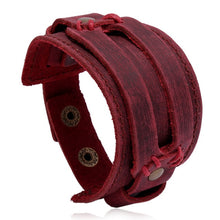 Load image into Gallery viewer, KOTik 2022 New Fashion Genuine Leather Wide Cuff Bangles Punk Vintage