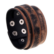 Load image into Gallery viewer, KOTik 2022 New Fashion Genuine Leather Wide Cuff Bangles Punk Vintage