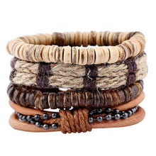 Load image into Gallery viewer, ZOSHI Genuine Leather Wood Beads wristband
