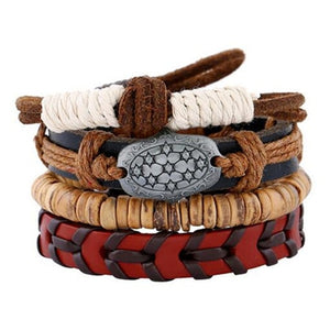 ZOSHI Genuine Leather Wood Beads wristband