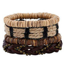 Load image into Gallery viewer, ZOSHI Genuine Leather Wood Beads wristband
