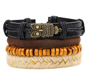 ZOSHI Genuine Leather Wood Beads wristband