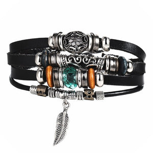 Punk Crystal Leather Wristband