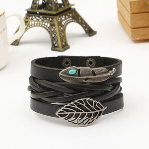 Punk Crystal Leather Wristband