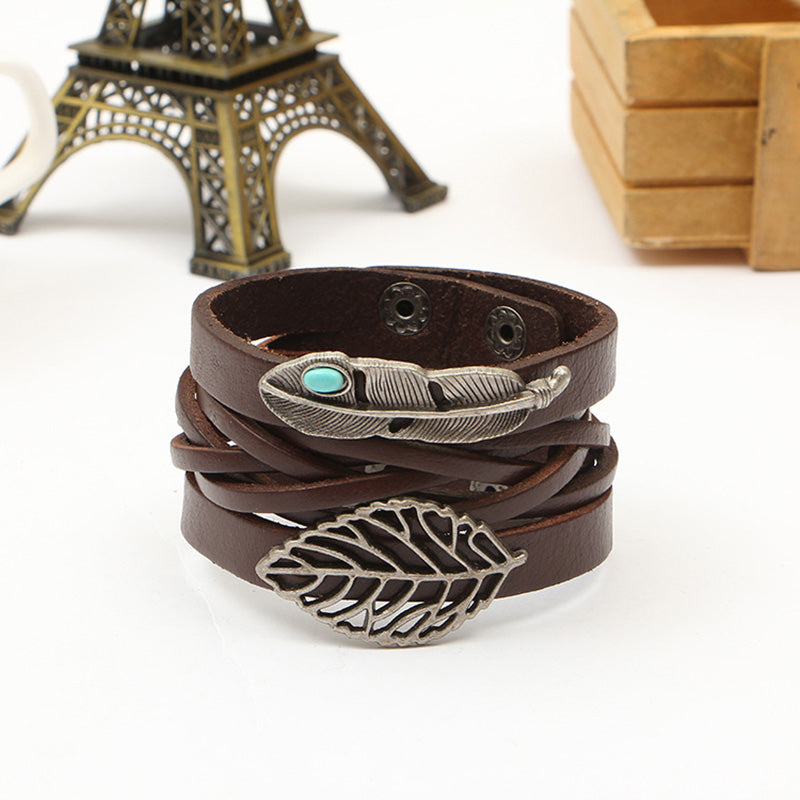 Punk Crystal Leather Wristband