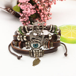 Punk Crystal Leather Wristband