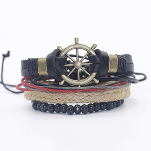 Punk Crystal Leather Wristband