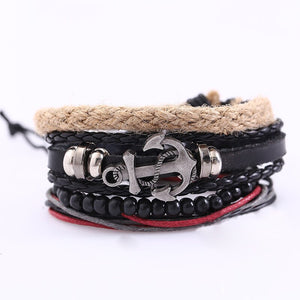 Punk Crystal Leather Wristband