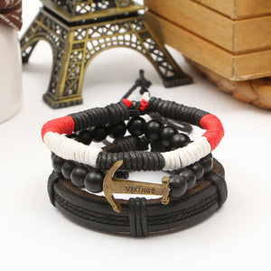 Punk Crystal Leather Wristband