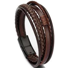 Load image into Gallery viewer, Natural leather Magnet wristband
