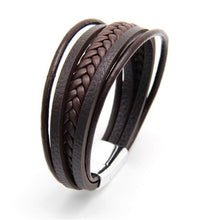 Load image into Gallery viewer, Natural leather Magnet wristband
