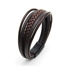 Load image into Gallery viewer, Natural leather Magnet wristband
