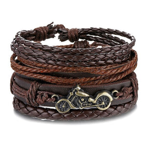 17IF Leather charm steel wristband