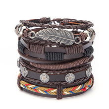 Load image into Gallery viewer, Vintage Leaf Feather Skeleton Owl Multilayer Leather Mixs Men Wristbands
