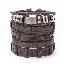 Load image into Gallery viewer, Vintage Leaf Feather Skeleton Owl Multilayer Leather Mixs Men Wristbands
