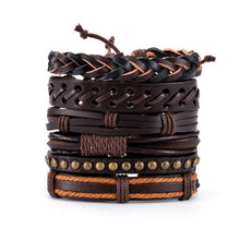 Load image into Gallery viewer, Vintage Leaf Feather Skeleton Owl Multilayer Leather Mixs Men Wristbands
