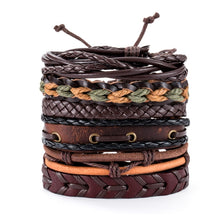 Load image into Gallery viewer, Vintage Leaf Feather Skeleton Owl Multilayer Leather Mixs Men Wristbands
