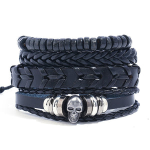 LETAPI 4Pcs Set Gothic Punk Skull wristband