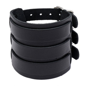 KOTik 2022 New Fashion Genuine Leather Wide Cuff Bangles Punk Vintage