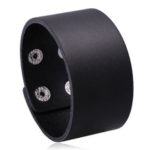 Load image into Gallery viewer, KOTik 2022 New Fashion Genuine Leather Wide Cuff Bangles Punk Vintage
