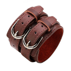 KOTik 2022 New Fashion Genuine Leather Wide Cuff Bangles Punk Vintage