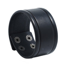 Load image into Gallery viewer, KOTik 2022 New Fashion Genuine Leather Wide Cuff Bangles Punk Vintage
