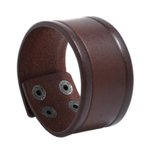 Load image into Gallery viewer, KOTik 2022 New Fashion Genuine Leather Wide Cuff Bangles Punk Vintage
