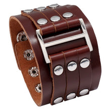 Load image into Gallery viewer, KOTik 2022 New Fashion Genuine Leather Wide Cuff Bangles Punk Vintage
