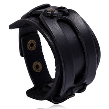 Load image into Gallery viewer, KOTik 2022 New Fashion Genuine Leather Wide Cuff Bangles Punk Vintage
