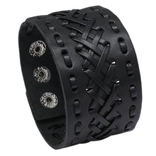 Load image into Gallery viewer, KOTik 2022 New Fashion Genuine Leather Wide Cuff Bangles Punk Vintage
