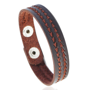 KOTik 2022 New Fashion Genuine Leather Wide Cuff Bangles Punk Vintage