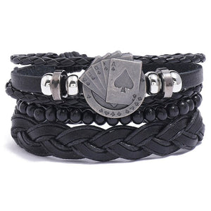 LETAPI 4pcs/set Braided Wrap leather wristband