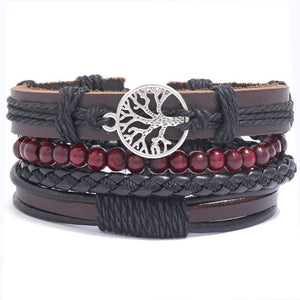 LETAPI 4pcs/set Braided Wrap leather wristband