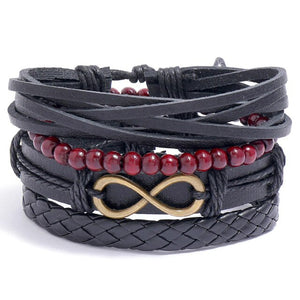 LETAPI 4pcs/set Braided Wrap leather wristband