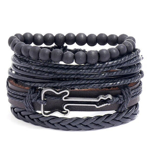 LETAPI 4pcs/set Braided Wrap leather wristband