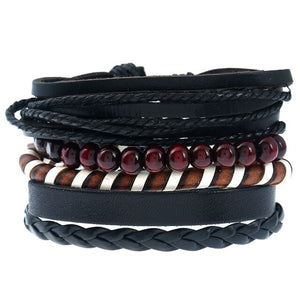 LETAPI 4pcs/set Braided Wrap leather wristband