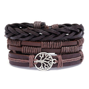 LETAPI 4pcs/set Braided Wrap leather wristband