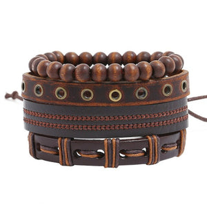 LETAPI 4pcs/set Braided Wrap leather wristband