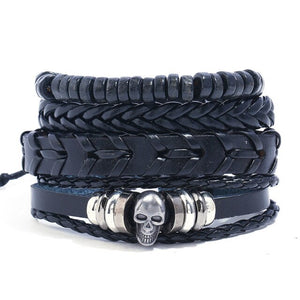 LETAPI 4pcs/set Braided Wrap leather wristband