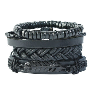 LETAPI 4pcs/set Braided Wrap leather wristband